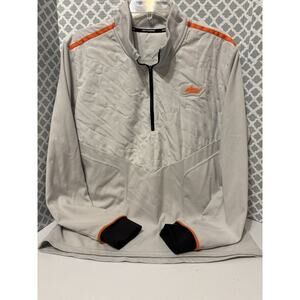 Nike Shirt Men's Med Gray Orange Running Dri Fit Wild Run Element 1/2 Zip Mock